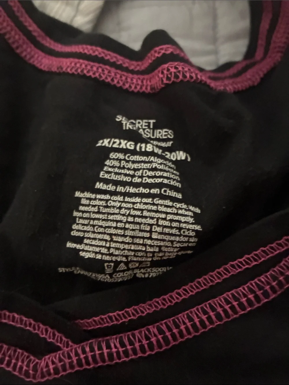 Secret Treasures Black Pajama Set with Multicolor Sleep Graphics